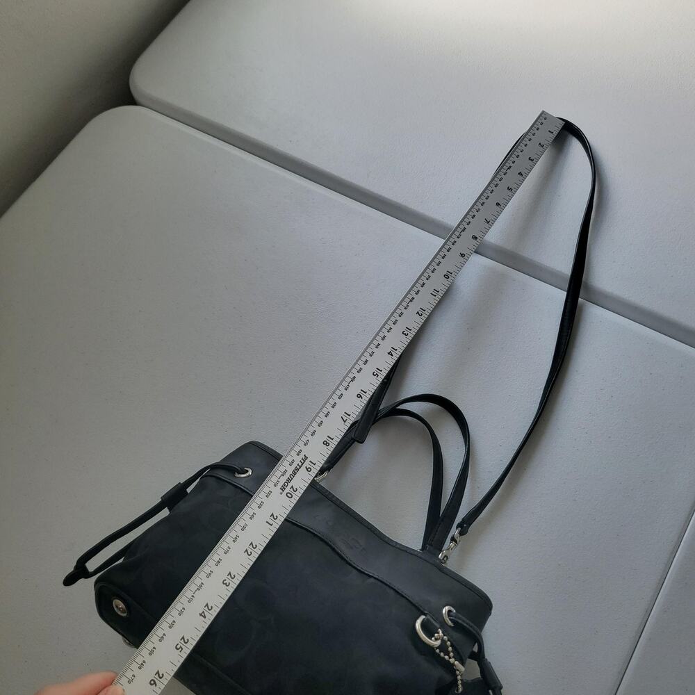 Coach Mini Drawsting Carryall Bag Signature Black Logo Leather Crossbody Purse - Picture 12 of 14
